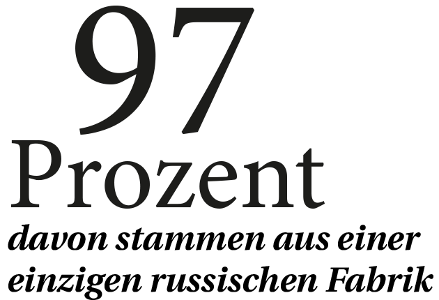 97% davon stammen aus einer einzigen russischen Fabrik